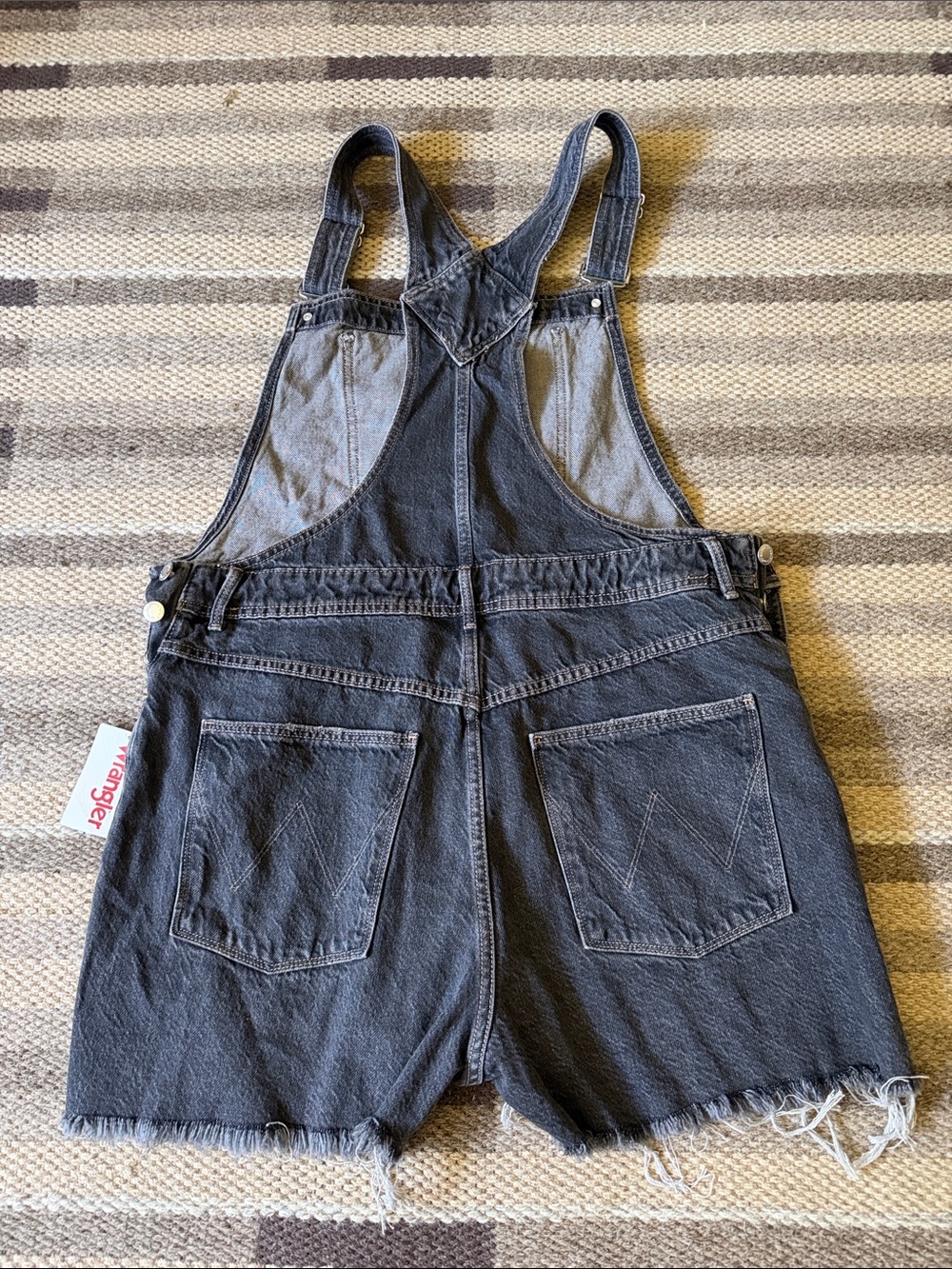 Wrangler Charcoal Black Denim Short Overalls - Picture 3 of 3